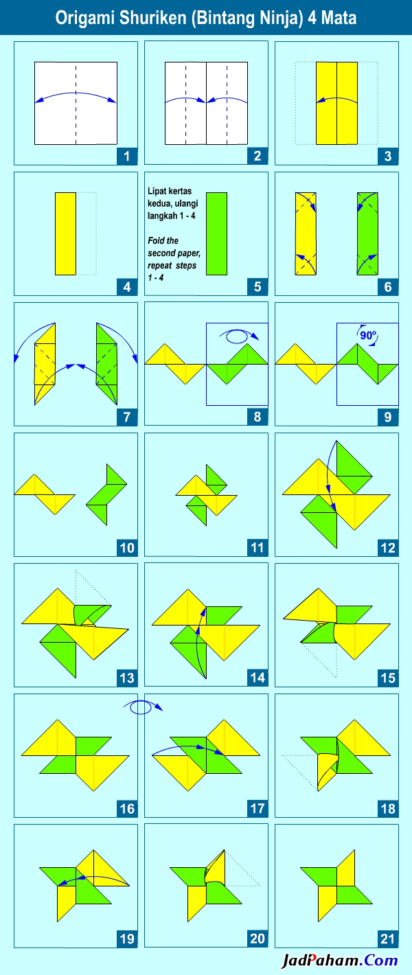 Diagram origami shuriken bintang 4